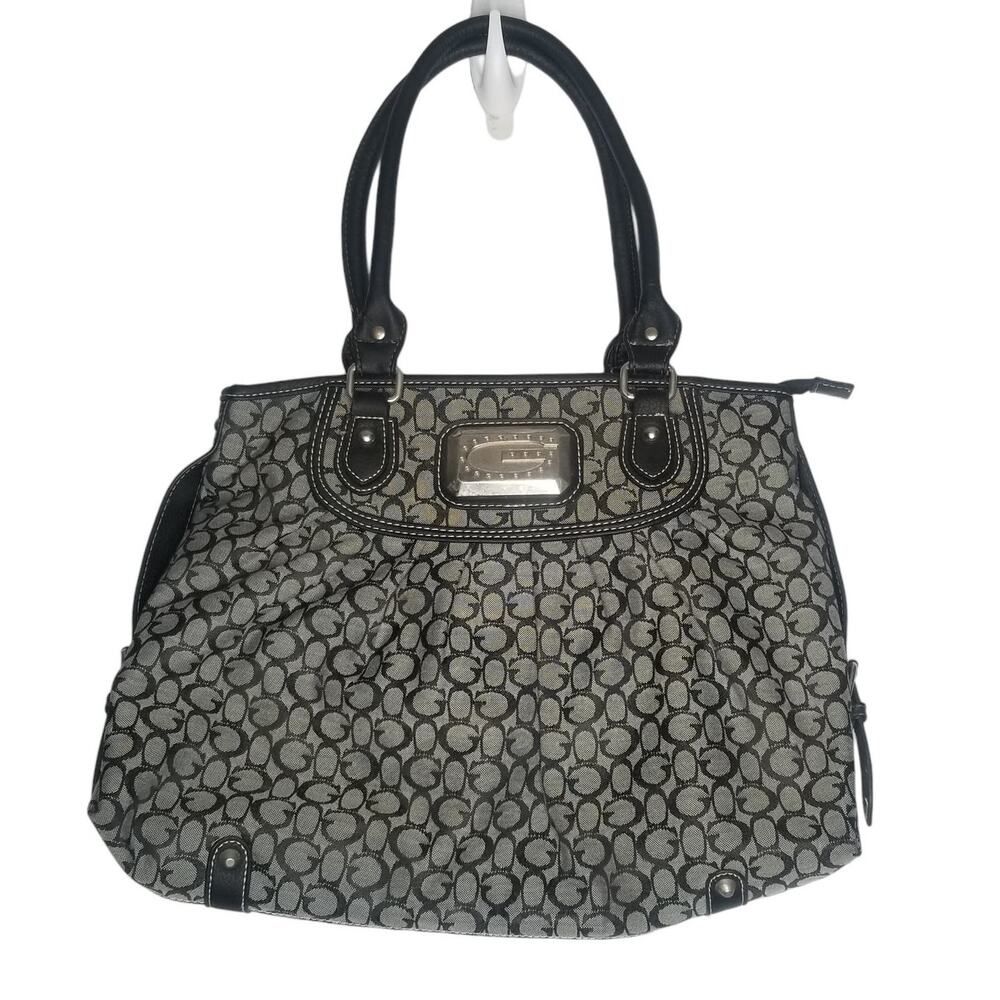 Guess Shoulder Bag with All Over Logo, Black Gray